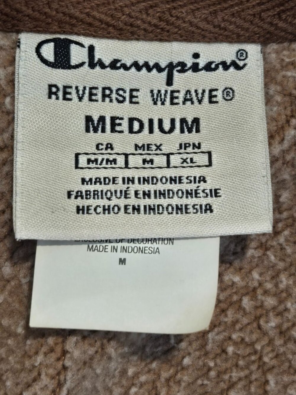 Champion cropped crew neck sweatshirt size M tan khaki light brown purple logo u - Picture 6 of 6